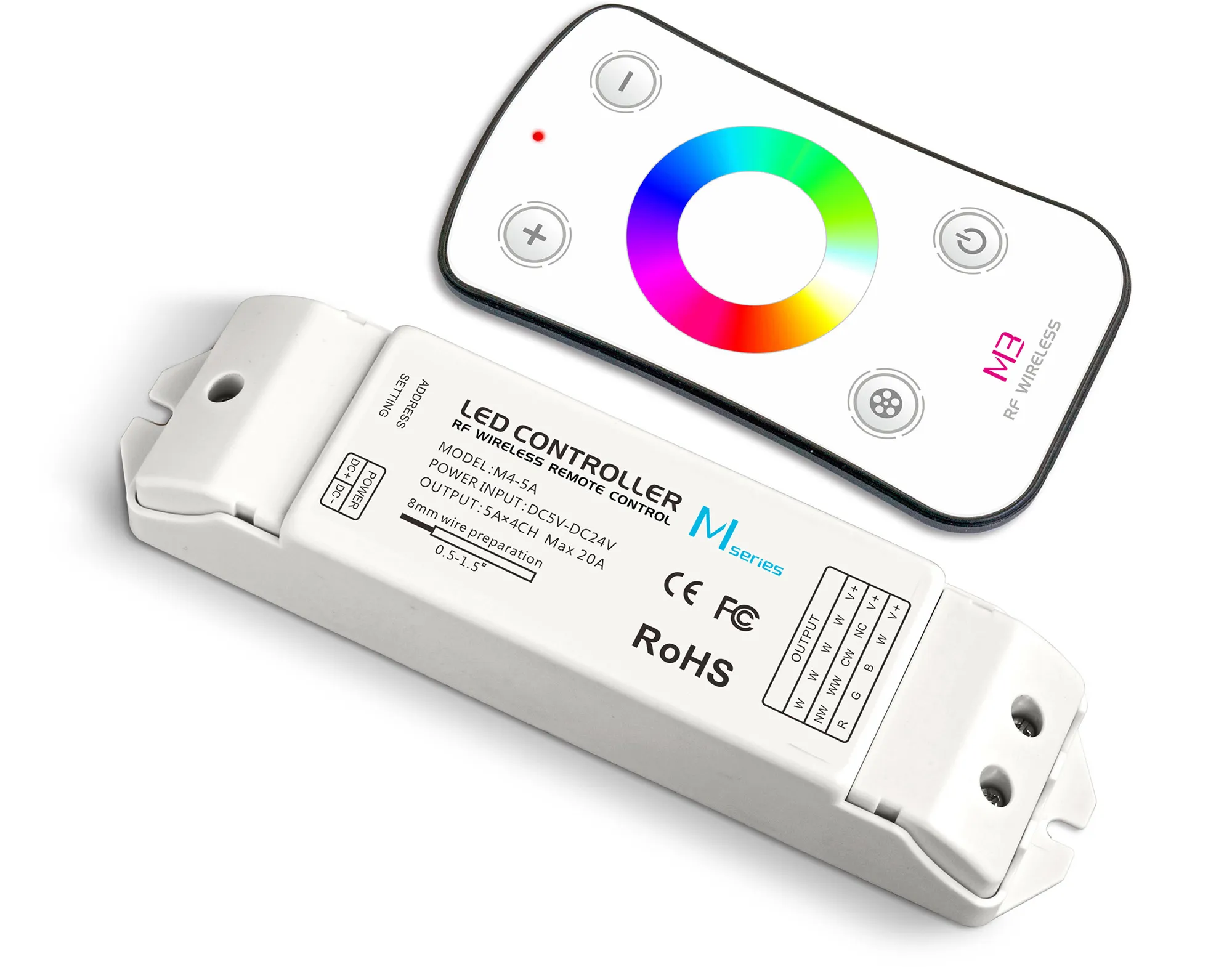 CV Receiving Controller 12/24V DC 5A x 4CH 100W/240W/480W IP20 M4-5A  LTECH Wireless Receiver